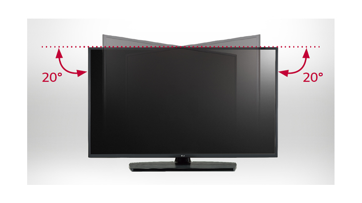 The TV can be rotated using the swivel stand.