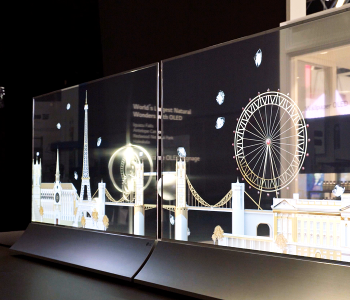 Our Transparent OLED signage, a piece of artwork itself